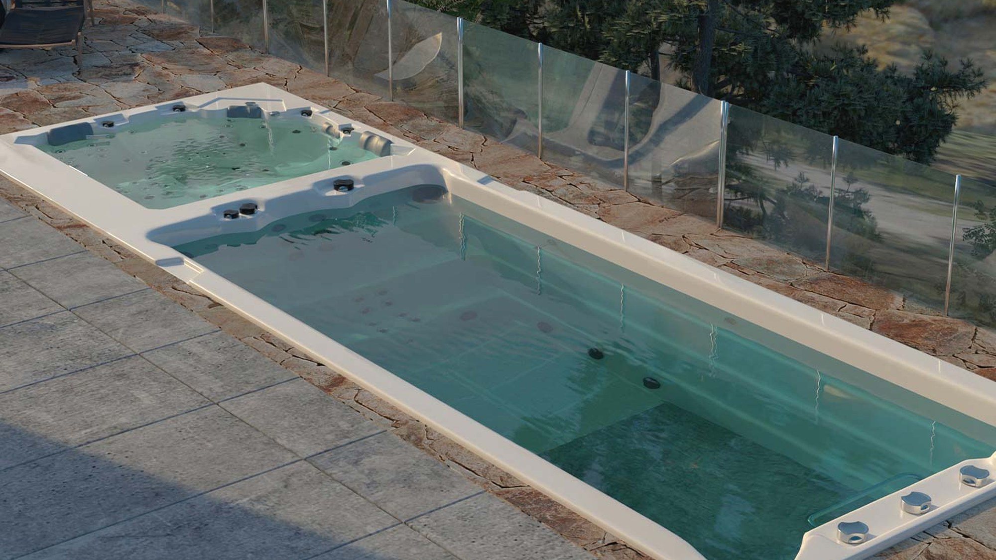 INFINITAS SP2500 Swim Spa im Außenbereich
