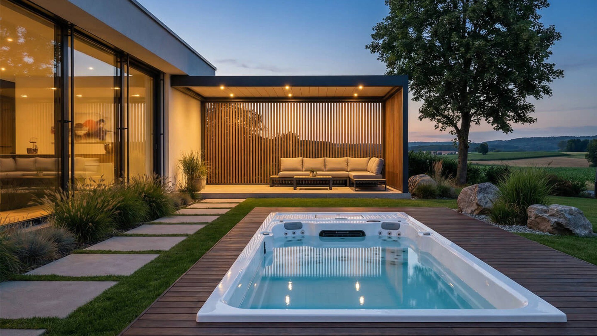 INFINITAS SP4500 Swim Spa im Außenbereich