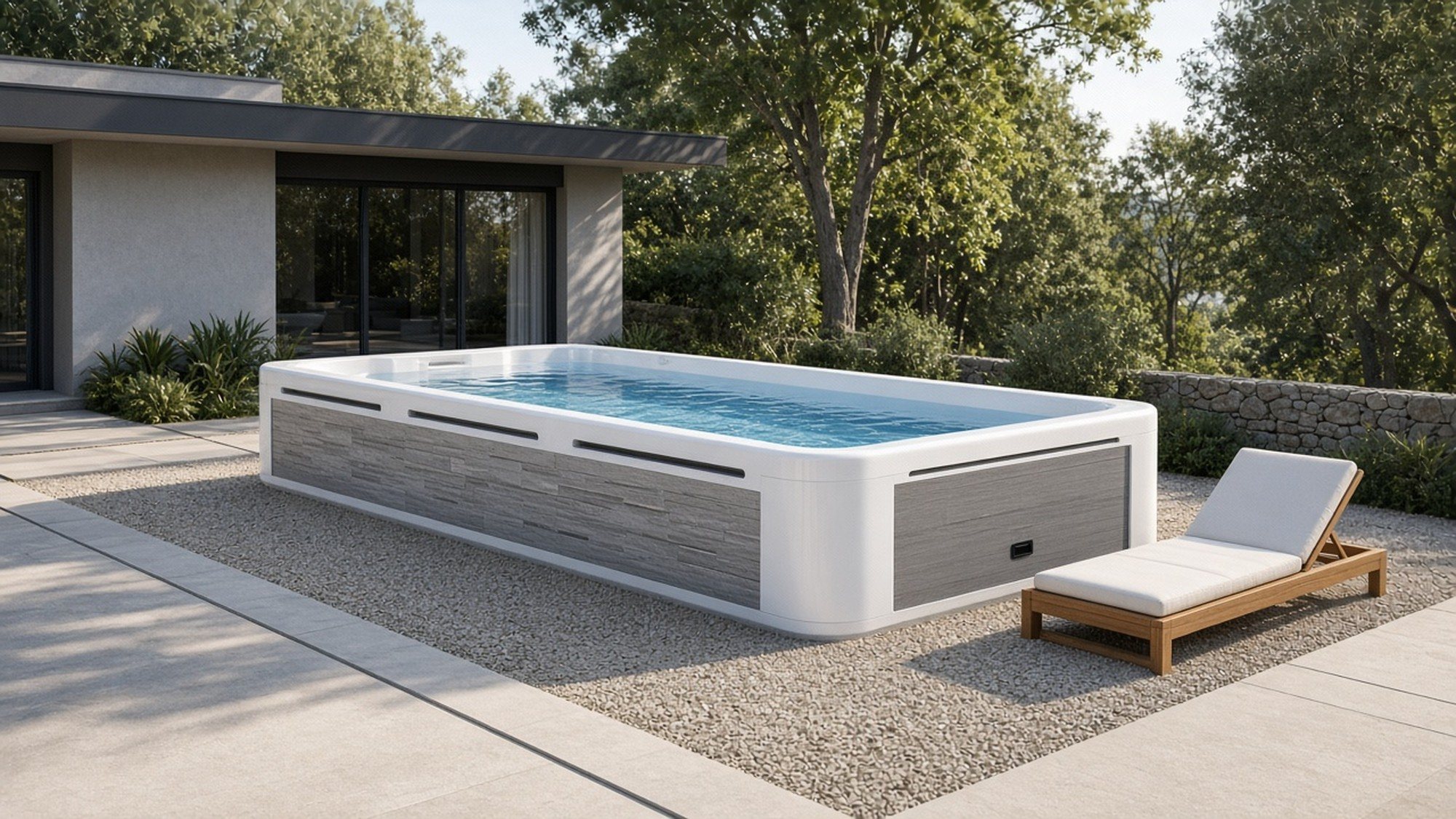 INFINITAS SP8X3 Swim Spa im Außenbereich