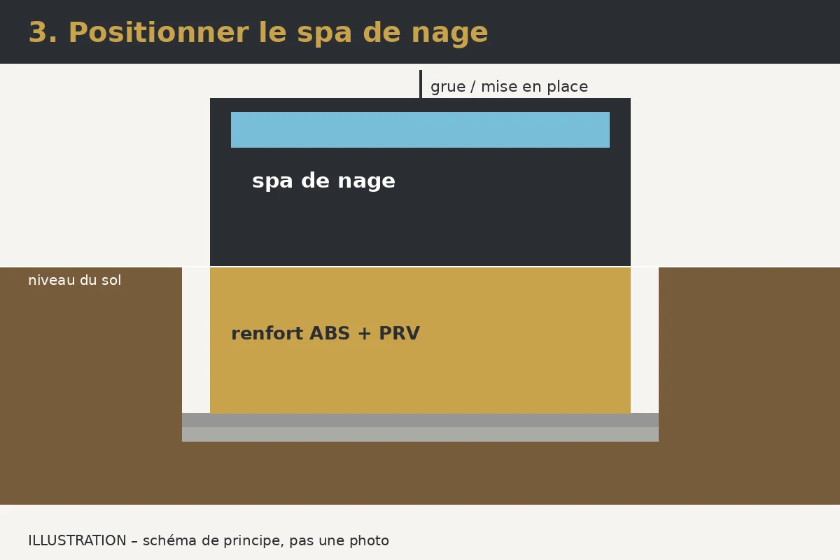 Illustration: Étape 3 – Mettre le spa en place et de niveau
