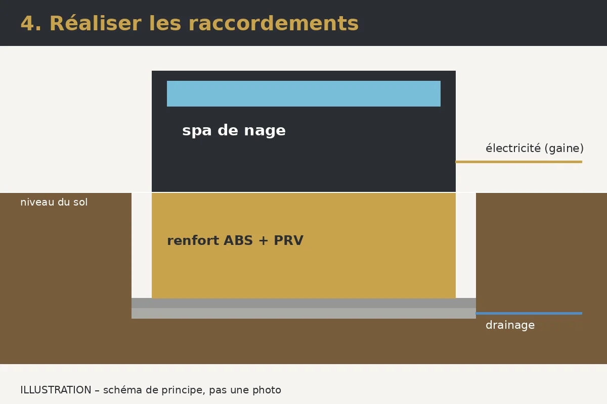 Illustration: Étape 4 – Raccordements et essai de fonctionnement