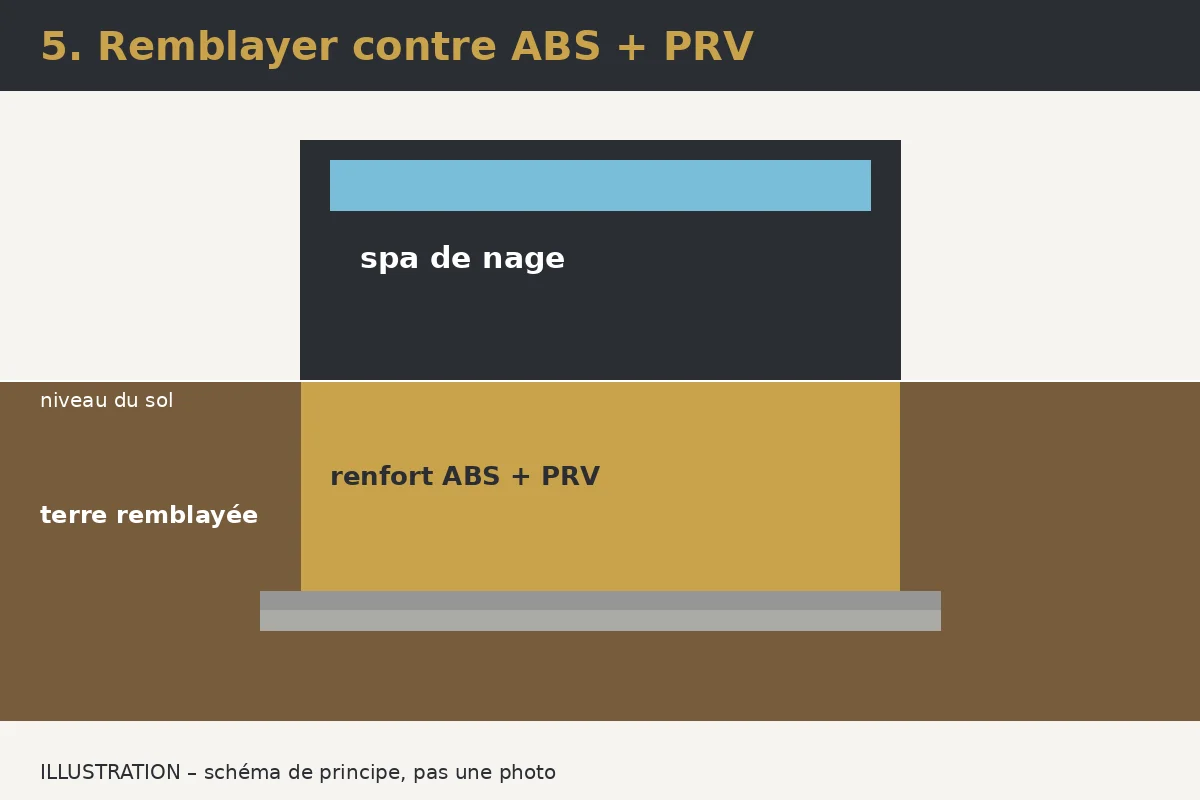 Illustration: Étape 5 – Remblayer contre le renfort ABS/PRV