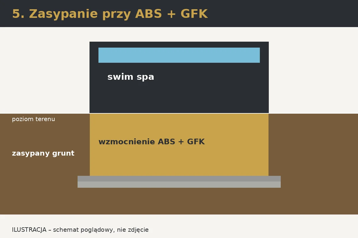 Ilustracja: Krok 5 – Zasypanie przy wzmocnieniu ABS/GFK